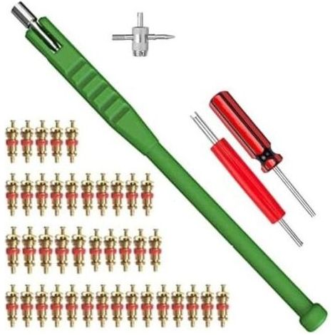 Démonte obus de Valve Outil Reparation/Outils pour Valves Pneus Core Remover avec 40 pcs Voiture Remplacement - (1/5)