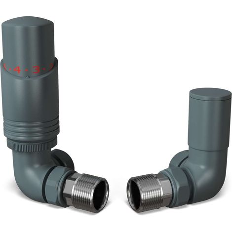 Talus Bold - Anthracite Thermostatic Radiator Valve & Lockshield Corner 15mm