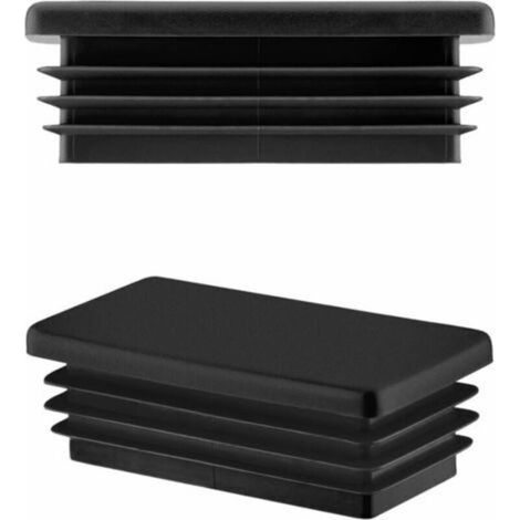 Lot de 6 bouchons pour tube rectangulaire 60x30 mm – Polyéthylène noir – Protection des extrémités – Montage facile sans colle (1/5)