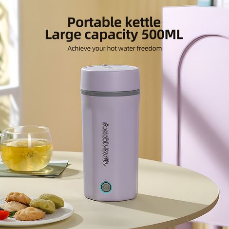 Bouilloire électrique de voyage portable 500 ml en acier inoxydable pour eau bouillante 300 W Chaudière chaude personnelle à double paroi anti-fuite avec fonction de maintien au chaud (1/5)