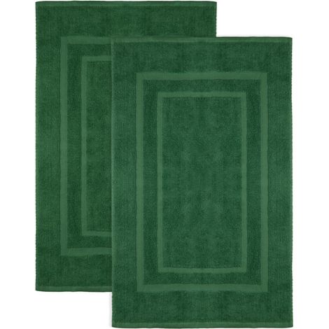 Lot de 2 Tapis de Bain en 100% Coton, 50 x 80 cm, Vert foncé