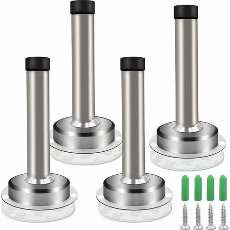 Butées de porte -4 Pièces Arrêt de Porte en INOX antiadhésif 3M 9.5cm, butee de porte murale avec vis d'installation pour protection doigts de lEnfant, des Meubles et Murs (1/5)