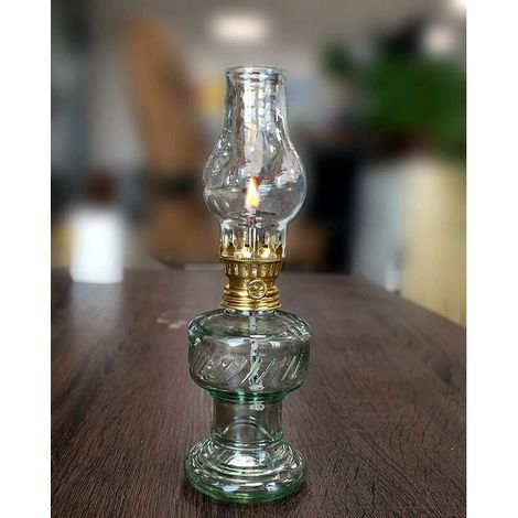Lampe à Pétrole en Verre. Lampe à Huile Rétro avec mèche pour Lampe à Huile d'éclairage de Secours intérieure (20cm-2)