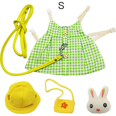 Ensemble en coton et lin pour lapin, à carreaux, pivotant, ajustable, avec design antidérapant, harnais coloré et réutilisable pour vêtements de lapin (1/5)
