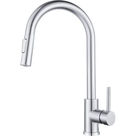 Ausziehbare Küchenarmatur mit spritzwassergeschütztem Design, 360°-Drehung, geringem Gewicht, verchromter Oberfläche, robust und langlebig.