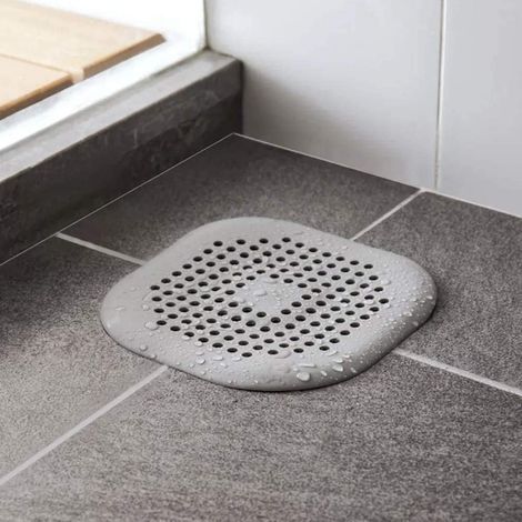 Duschrinnenabdeckungen, Silikon-Tubenablass-Haarfänger-Stopper mit Saugnapf für das Küchenbad, Waschbecken-Gummisieb-Stopfenfilter (grau) (1/5)