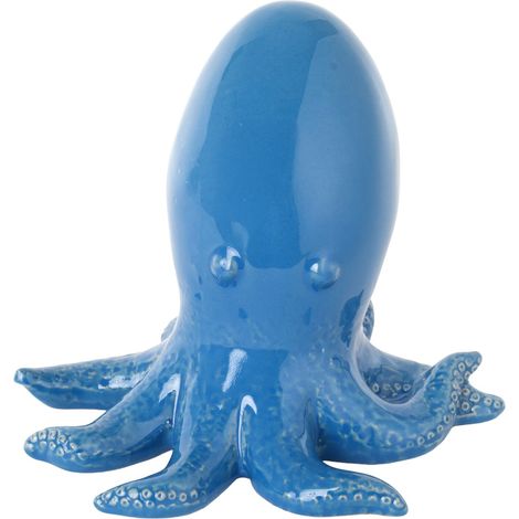 Blaue Keramik-Oktopusfigur – Originale nautische Dekoration