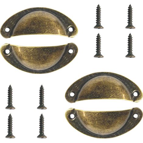 Poignée de Coquille, 4 Pcs Poignée Coquille Rétro, Tiroir Poignée, Poignée de Meubles, pour Penderies, Armoire, Tiroirs (Bronzefarbe) (1/5)