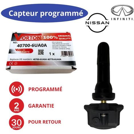 Sensore TPMS 433MHz programmato per NISSAN / INFINITI / RENAULT - rif 40700-6UA0A / 40770-6UA0A