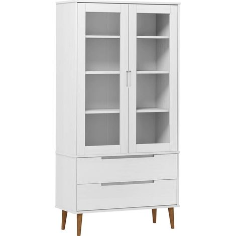 Armoire à vitrine MOLDE Blanc 90x35x175 cm Bois de pin massif (1/5)