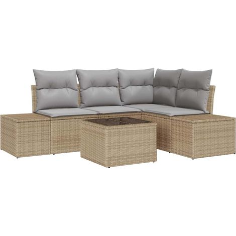 Maison Exclusive - Gartensofa-set mit Speicher Beige und Hellgrau