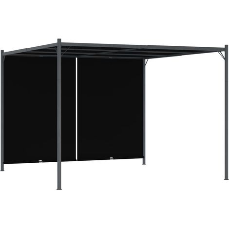 Pérgola de jardín con tejado retráctil gris antracita 3x3 m