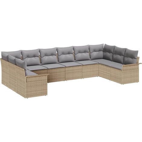 Maison Exclusive - Gartensofa-set mit Speicher 10 pcs Beige Poly-