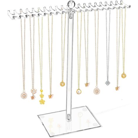 Soporte de joyería de acrílico, organizador de pulseras: organizador transparente para collares con 42 ganchos, soporte para pendientes y pulseras. (1/5)