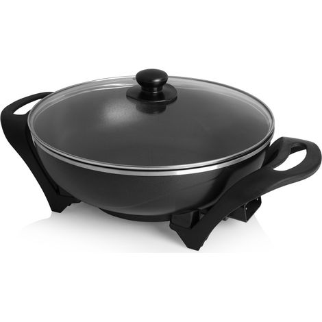 Tristar Elektro-Wok PZ-9130 33cm 4,5L 1500W Asia Wok Glasdeckel Elektropfanne
