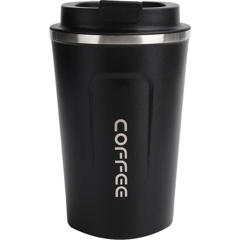 Tasse à café, tasse thermique avec texture mate de 380 ml portable à double couche pour les voyages en voiture (BLACK) (1/5)