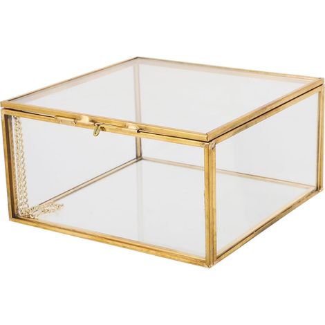 Clear glass jewelry box, 5.91x5.91x3.07 inches, storage box with lid, jewelry storage, decorative item display, multiple styles (1/5)