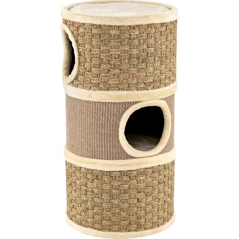 Albero per gatti a 3 livelli 36 x 36 x 70 cm con trespolo rialzato atmosfera accogliente in legno ingegnerizzato marrone 200017850