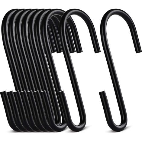 S-Hook, Hanging Hook, 20 Stainless Steel Hooks, 7.8cm, S-Shaped Metal, Multifunctional for Hanging in the Kitchen, Butcher's Hook, Bathroom, Bedroom, Matte Black (1/5)