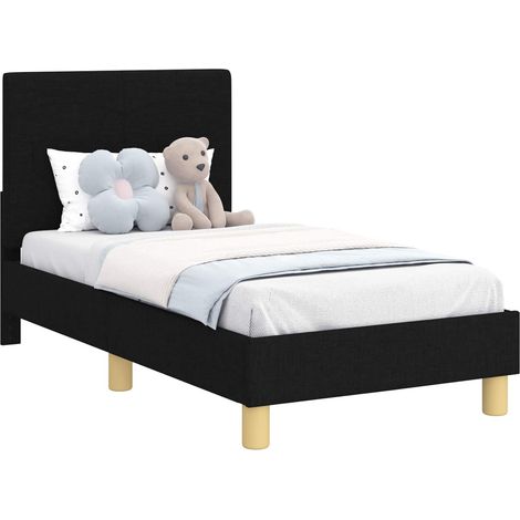 Toddler Bed Frame with Headboard Black 70 x 140 cm Fabric vidaXL