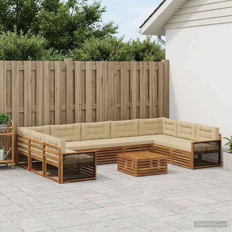 vidaXL Outdoor-Sofagarnitur 10 pcs Natur und Beige Massivholz Akazie (1/5)