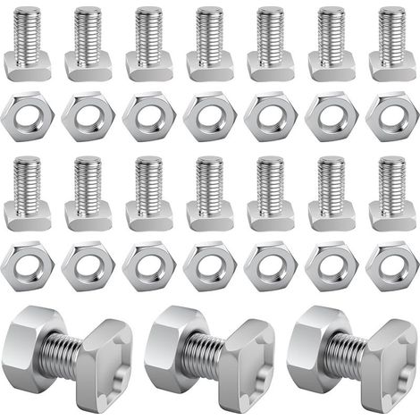 100er-Pack Gewächshausschrauben und -muttern, Aluminium-Vierkantschrauben und -muttern, Reparaturset für Gewächshäuser und Gärten (1/5)