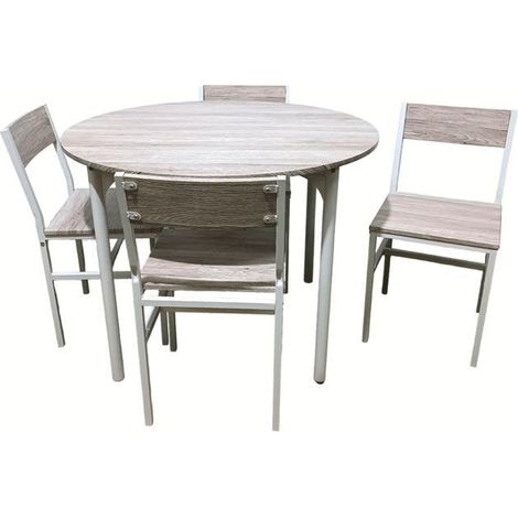 SET TAVOLO TONDO ROTONDO Ø 100 cm SEDIE GIARDINO IN LEGNO MDF TORTORA 255ds