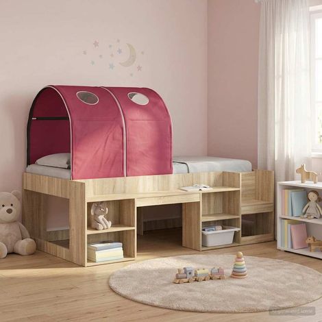 Tunnel de lit pour lit mezzanine enfant, polyester rouge, 2 pièces - PANGIVO (1/5)