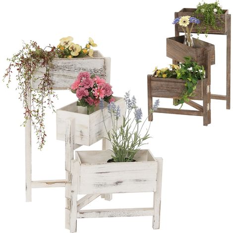 Étagère / jardinière / étagère à plantes, shabby, vintage, hauteur : 65cm - marron
