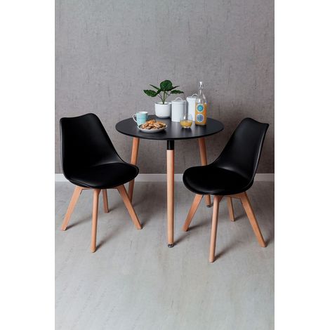 Conjuntos de mesa y sillas - Conjunto Mesa Tower Redonda 80 cm Negra y Pack 2 Sillas Synk Basic - Negro (1/5)
