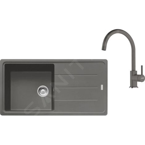 Franke - Set de cuisine G280ŠK, évier en fragranit BSG 611 + robinet FC 6018.084, gris pierre 114.0700.814 (1/4)