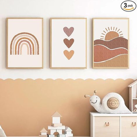 Set of Pictures for Children's and Girl's Room, Poster for Children's Room, Decoration for Children's Room, Rainbow Sun, Wall Decoration for Baby's Room, DIN A4, Boho Decoration (1/5)
