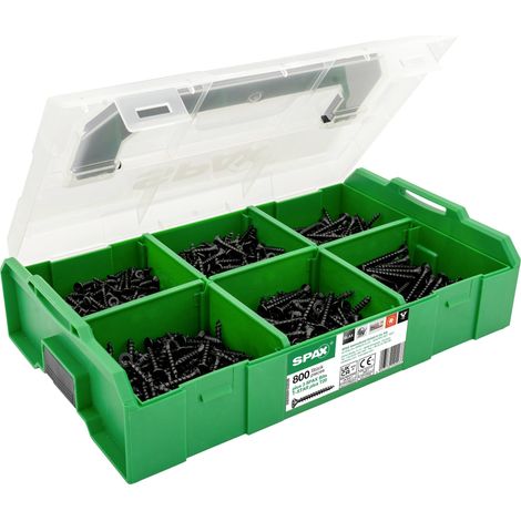 Spax – Coffret de montage L-BOXX Mini – 800 vis tête fraisée T-STAR plus – 3 embouts T20 – Revêtement BLAX – Pour espaces confinés (1/5)
