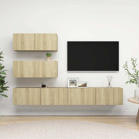 vidaXL 4 Piece TV Cabinet Set Sonoma Oak Engineered Wood (1/5)
