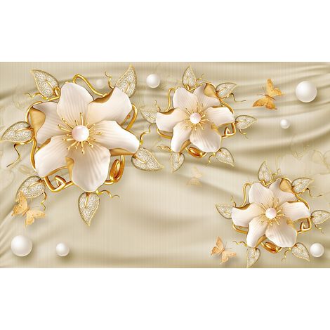 Papier peint panoramique - Fleurs 3D - 130 cm x 81 cm (1/2)