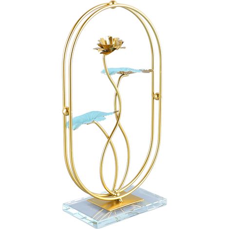 Ornement de luxe en fer forgé en forme de feuille de lotus, pour hall d'entrée, bureau, salon, meuble TV, décoration de bureau, artisanat en métal (1/5)