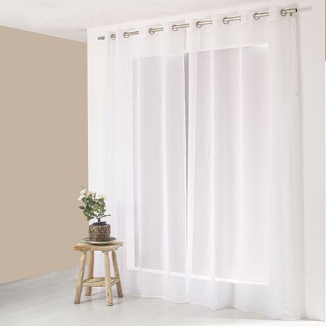 Voilage grande hauteur 140x280 cm – Tissu 100% polyester – 8 œillets inox – Finition ourlet – Pour barres standard – Enjoy Home