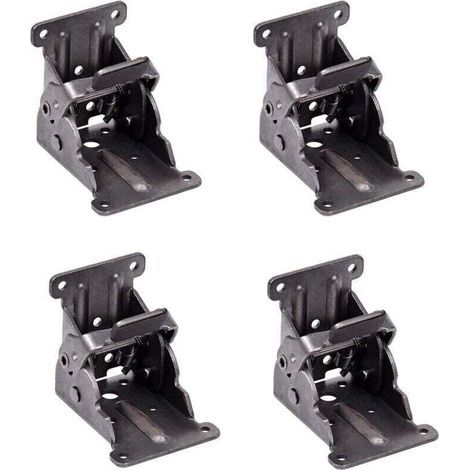 Charnières autobloquantes, support pliant, ferrures de pieds et renfort d'angle, pour pieds pliants, établi pliant, (2 jeux) (1/4)