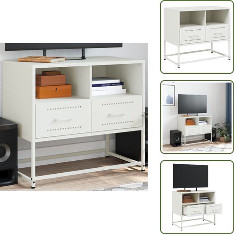 The Living Store Mueble para TV de acero blanco 68x39x60,5 cm - Mueble industrial