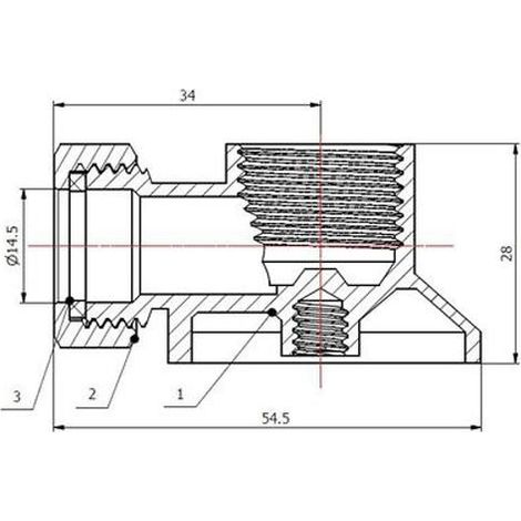 Garis Wandanschluss aus Messing 14 mm, rohe oder verchromte Ausführung