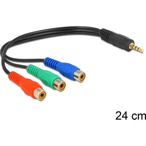 Delock cable 3 x rca female  stereo jack male 3.5 mm 4 pin