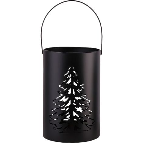 TrendLine Deko Eisen Windlicht Laterne Tannenbaum Ø 23 x 15 cm schwarz Windlicht