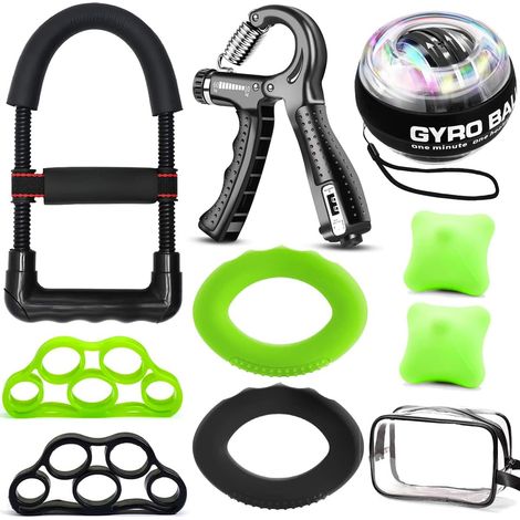 Musculation Main Kit, 10 pièces, hand grip musculation, Hand Gripper Exerciseur de Main à Résistance Réglable, Handgrip Muscler Avant Bras, Wrist Ball, Entraîneur Doigts pour athlètes et Musiciens (1/5)