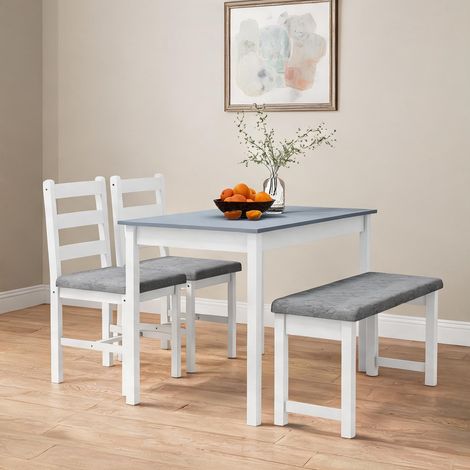 Ensemble table et chaises coloris gris blanc 108 x 65 x 75 cm (1/5)