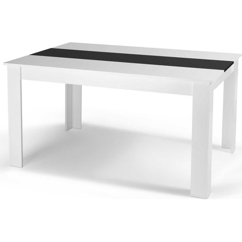 Idmarket – Table à manger extensible blanche et noire 140 x 80 cm – Pour 6 personnes – Panneaux de particules – Design moderne