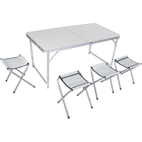 Table pliante de cuisine salle à manger jardin extérieur pique-nique camping avec ensemble de 4 chaises portables (1/5)