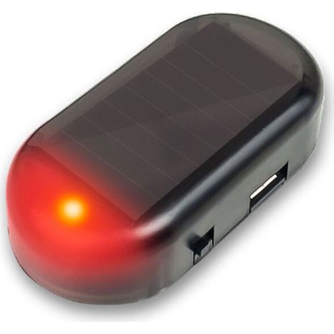 Alarme Voiture LED - Système Avertissement Solaire - Clignotement Nocturne Toutes Les 5 Secondes - 5 x 2,5 cm - Noir - 1 Pièce (1/4)