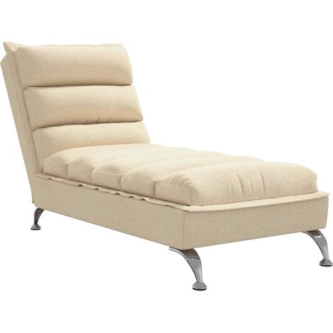 vidaXL Chaise longue avec coussins crème tissu