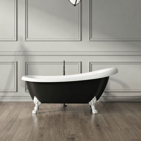 Bañera con patas RICHMOND NEGRA 171 cm patas LEÓN BLANCAS
