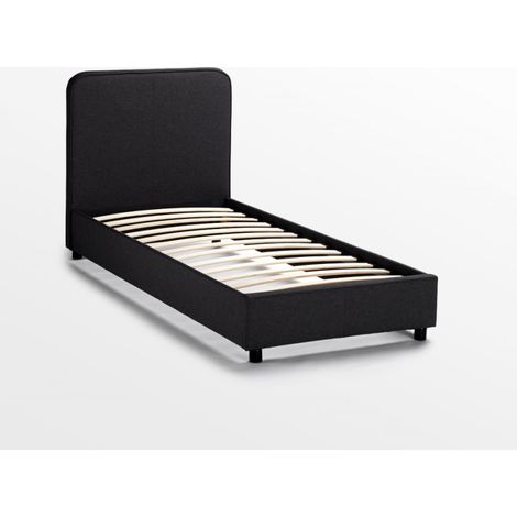 Llb Living Life Bed – Lit 1 place 80x190 cm en tissu – Sommier à lattes inclus – Construction en bois FSC – Tissu facile à nettoyer – Design moderne noir